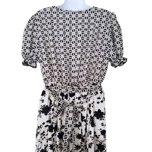 Anthropologie Lapis Floral Dress Womens Large Black White Boho - Picture 7 of 14